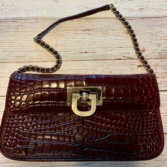 SOLD- Vintage Donna Karan DKNY oversized Clutch Purse with Chain Strap - Picture 2 of 12